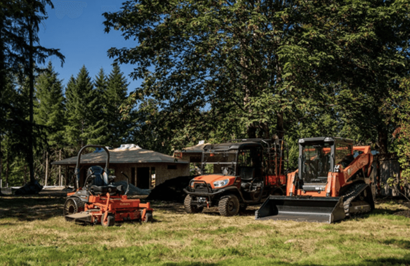 A lineup of different Kubota Equipment
